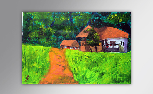 بوم نقاشی طرح خانه ای در مزرعه